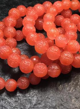 2026天然南红回纹珠手串 保山料柿子红 DIY百搭精工南红配珠