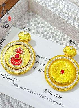 2026小红书爆款古法沙金拉丝如意平安扣吊坠 可旋转鸿运当头葫芦