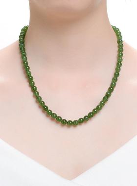 2026平安圆满和田碧玉项链珠链和田玉佛珠链长款和田玉项链