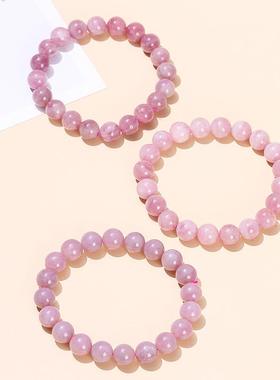 2026晶东珠宝 天然紫马粉手链奶油体时尚甜美粉水晶女生圆珠手串