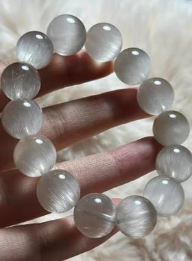 2026天然灰兔毛串珠手链 灰白兔毛晶散珠水晶手串水晶珠宝珠子饰