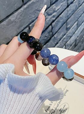 2026天然海蓝宝多宝串珠手链女 个性风潮海蓝宝手串手饰 天然水晶