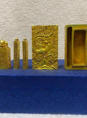 2026复古锌合金鎏金凤盒套印摆件 金属工艺品 文创市集民间旧藏老