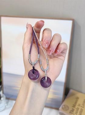 2026天然紫水晶平安扣项链女学生简约新颈链简约气质紫色吊坠锁骨
