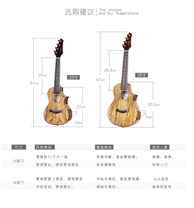 白熊音乐enya恩雅手工全单小吉他 白熊乐器尤克里里/小吉他