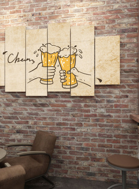 工业风小酒馆餐厅墙面挂画