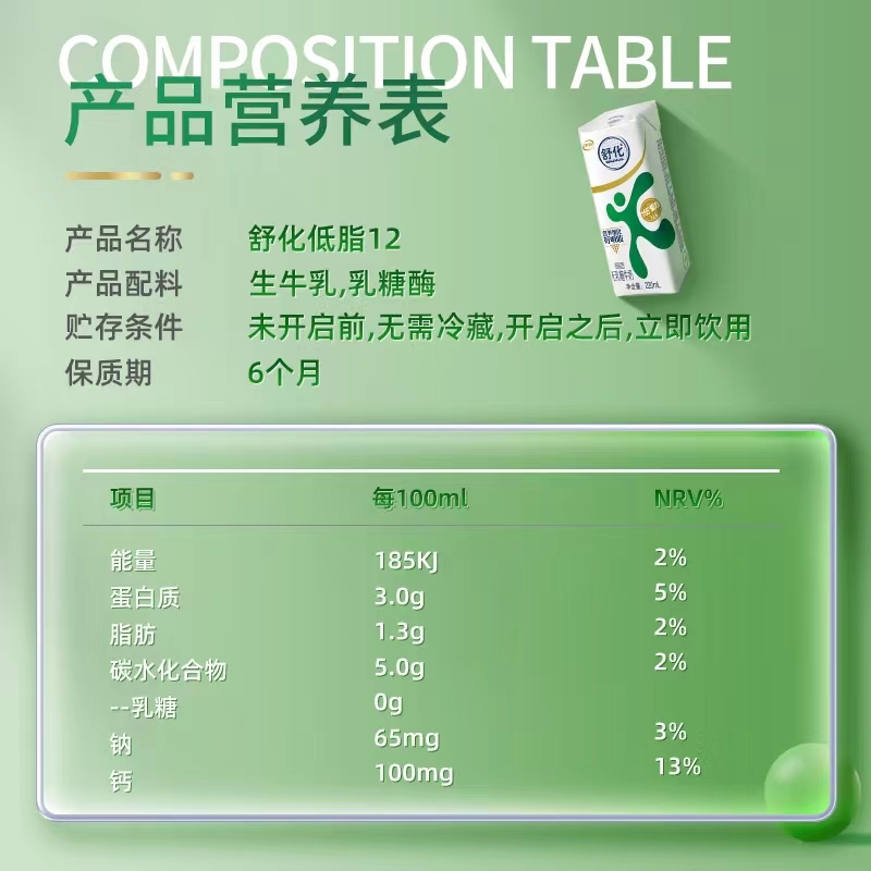 伊利舒化奶无乳糖全脂低脂高钙牛奶220ml*12盒整箱批发官方旗舰店 - 图1