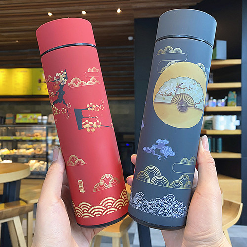 国潮智能温控保温杯304不锈钢 创意商务中国风水杯触摸LED温显 - 图2