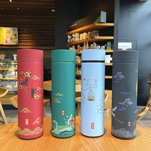 国潮智能温控保温杯304不锈钢 创意商务中国风水杯触摸LED温显 - 图1