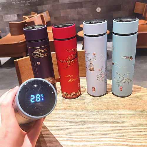 国潮智能温控保温杯304不锈钢 创意商务中国风水杯触摸LED温显 - 图0