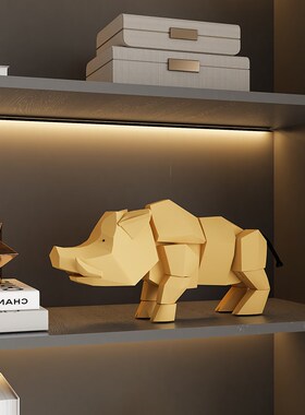 Rzone 现代简约抽象积木可爱小D猪动物艺术酒柜橱窗家居装饰品摆