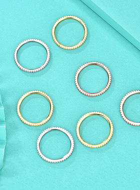 御创国际喜庆用品S925纯银排钻戒指日系百搭冷淡风锆石指环副戒叠