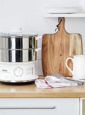 德国代购Tefal VC1451 Steamer 6升两不锈钢蒸屉带计时器电蒸锅