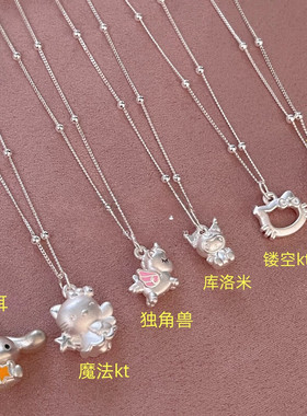 足银999Kitty猫吊坠纯银项链礼物