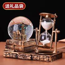 Retro Creative Hourglass Timer Snowflake Water Crystal Ball Girl 7 New Years Eve Gift Music Box Tabletop Decorations Hem