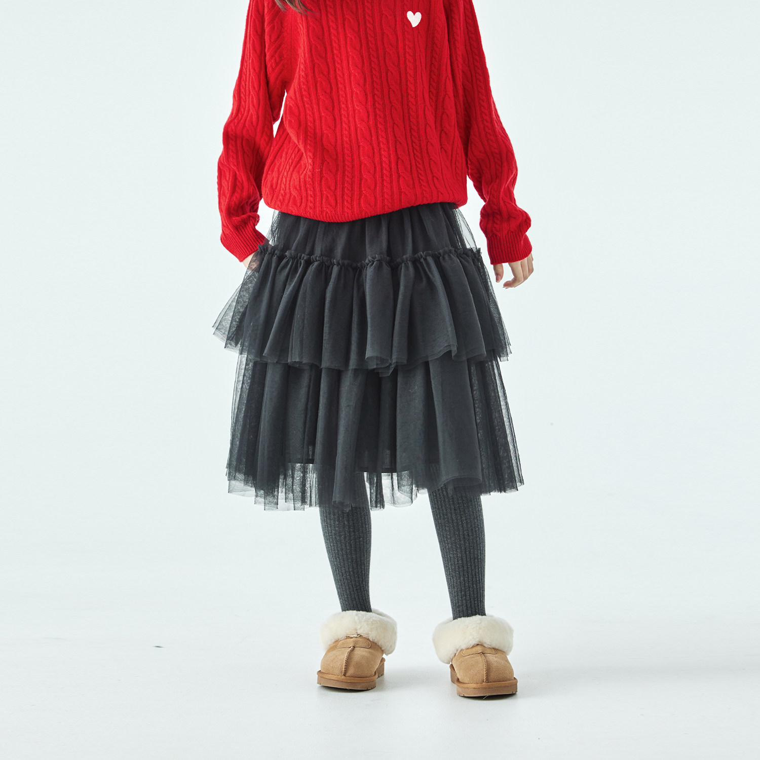 棵初26年早春新款亲子中大女童经典款网纱半裙百搭棉柔质感A字裙,淘宝优惠券,粉丝福利购,淘宝优惠卷