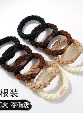 加粗高弹黑色编织发圈扎高马尾