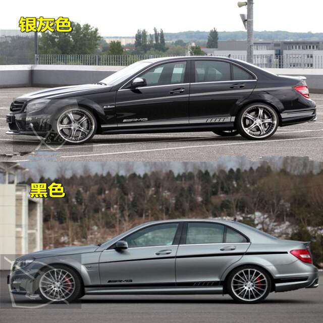 Suitable for old Mercedes-Benz C63 car stickers C180/C260/C200/C-class AMG body pull-up decorative side skirt stickers