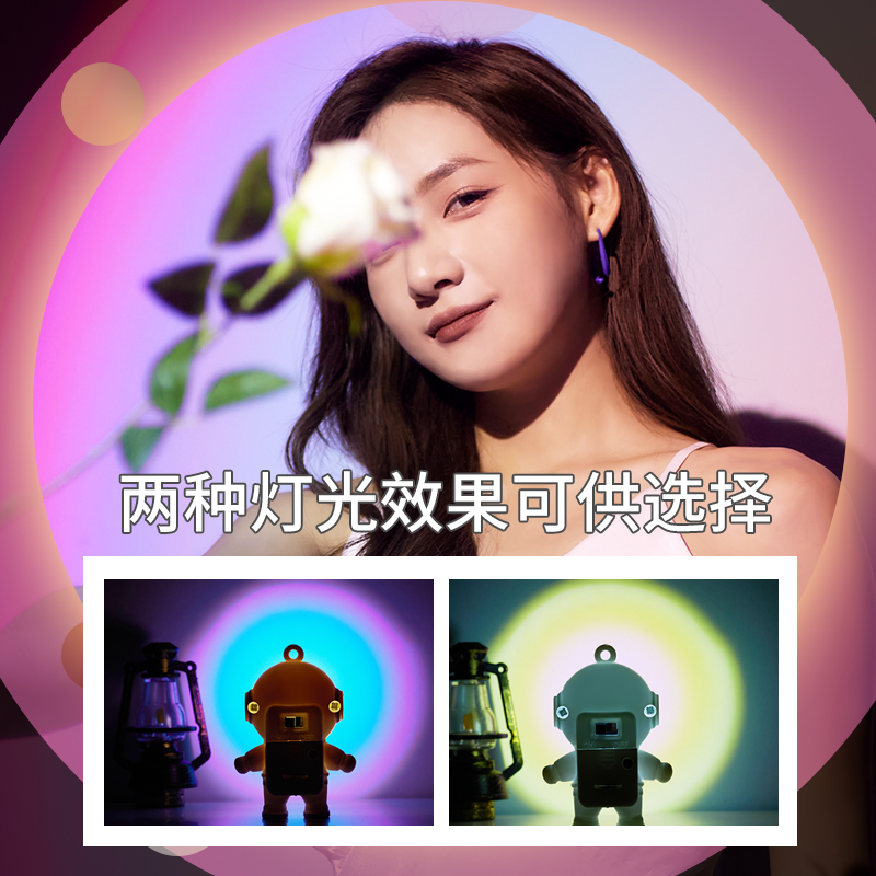 宇航员夕阳灯发光钥匙扣小挂件精致可爱卡通女包包情侣创意钥匙链-图1