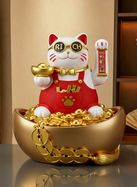 招财猫摆件自动招手摇手发财猫店铺收银台收钱装饰品新店开业礼物