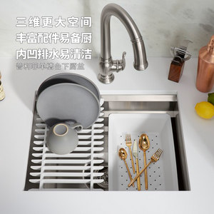 科勒厨房水槽加厚手工单槽台下盆304不锈钢洗菜盆洗碗水池23650T