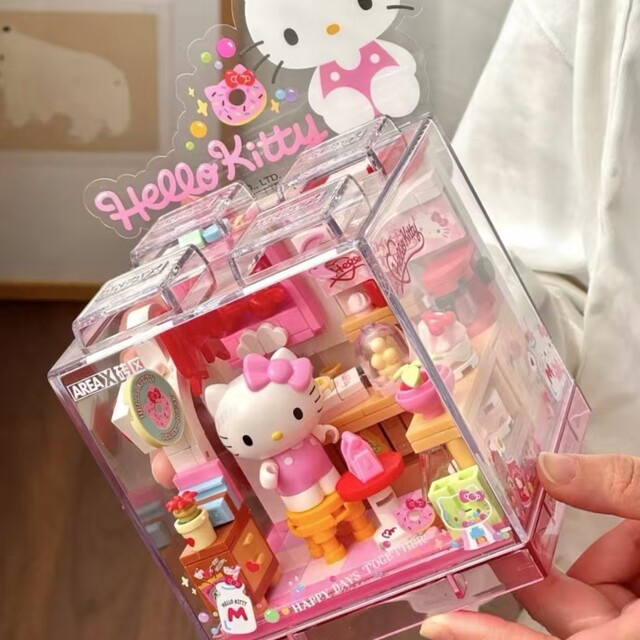 Adorable shop BOX series building blocks Sanrio Hello Kitty Kuromi Pacha dog can be used as a DIY girl’s birthday gift