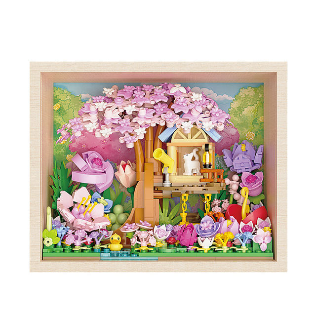 Beledi Yingmeng Garden Rose Bouquet Genuine Assembled Puzzle Building Blocks Toy with Lights for Girls Birthday Gift