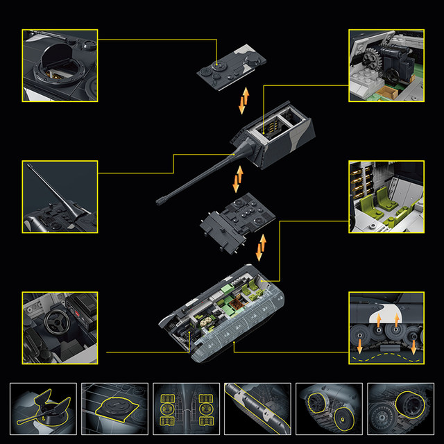 Fun high building blocks German World War II E100 tank destroyer rat type heavy-duty assembled educational toy boy gift