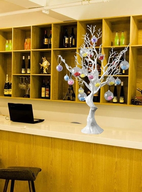 圣诞装饰摆件白色树许愿造型树桌面橱窗摆件商场装饰场景布置