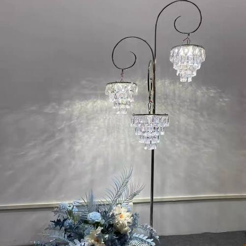 欧式婚庆道具铁艺三头水晶冰条发光路引灯婚礼堂T台两侧装饰摆件 - 图3