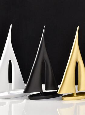 北欧现代简约帆船小摆件树脂工艺品创意客厅办公室桌面家居装饰品