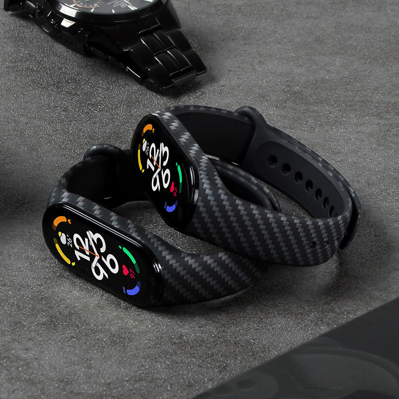 适用小米手环10/9/8/7手腕带碳纤维纹6/543手表带nfc版硅胶小米智能运动手环九八七六五代替换带男配件 - 图2