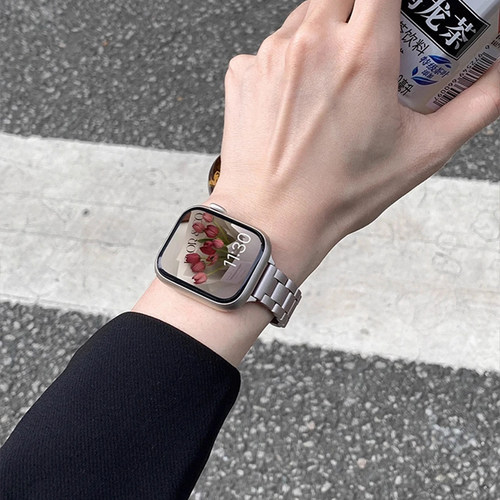 适用iwatchs8手表带新款iwatchse苹果s10智能11手表链s76手表带小众金属applewatchs9女款高级感夏天质感女士 - 图0