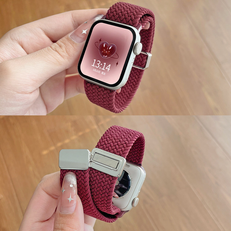 适用红米watch6手表带新款5编织磁吸redmiwatch4代手带女款8小米手环9pro版智能手表链7腕带女生10专用高颜值