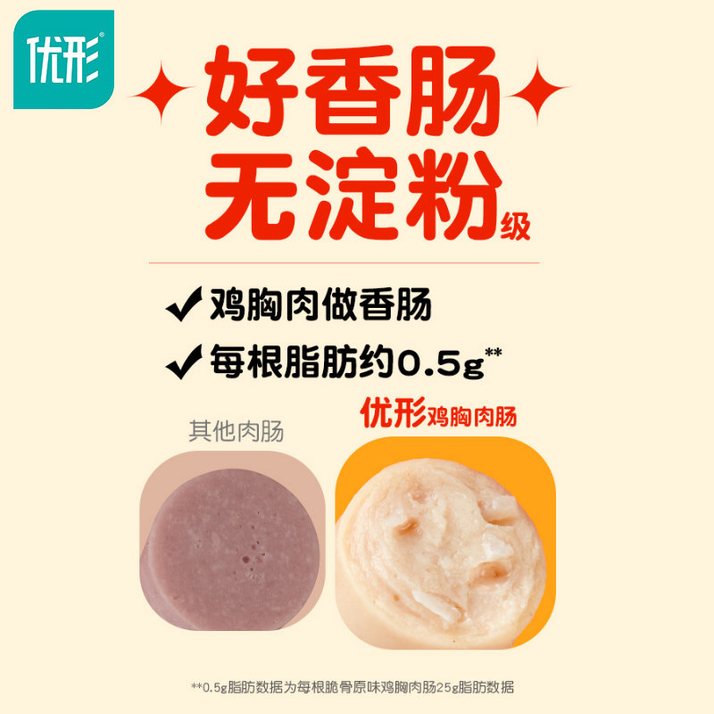 优形鸡肉肠低脂肠无淀粉零食鸡胸肉 富生金食品鸡胸
