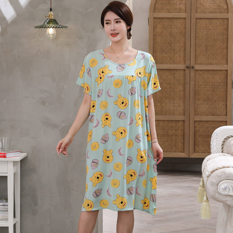 棉绸睡裙女士人造加大码孕妇连衣裙 卡思涵睡裙