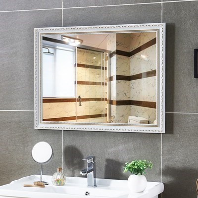 华申防水洗手间大浴室镜壁挂镜子卫生间卫浴化妆镜欧式镜雕花镜