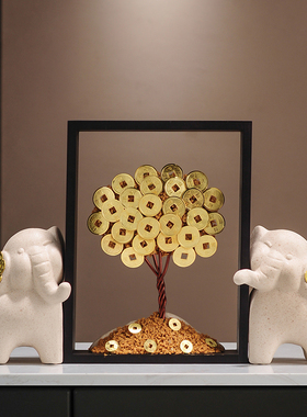 招财金钱摇钱树电视柜酒柜玄关家居装饰品大象摆件乔迁新居礼品