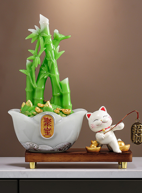 聚宝盆节节高升富贵竹子招财摆件入户玄关办公室送领导乔迁礼物