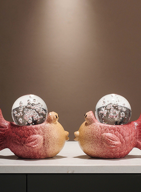 年年有余聚宝盆锦鲤鱼开业招财摆件客厅玄关酒柜装饰乔迁新居礼物