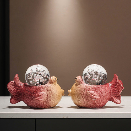 年年有余聚宝盆锦鲤鱼开业招财摆件客厅玄关酒柜装饰乔迁新居礼物 - 图1