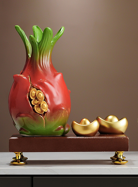 红红火火龙果招财猫摆件客厅玄关店铺收银台装饰品乔迁开业礼物