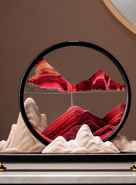 迎客松山水流沙画摆件装饰品