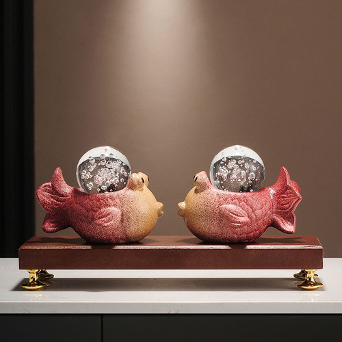 年年有余聚宝盆锦鲤鱼开业招财摆件客厅玄关酒柜装饰乔迁新居礼物 - 图3