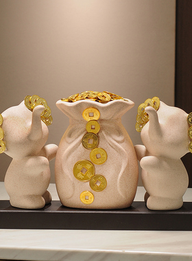 招财大象发财摆件装饰品