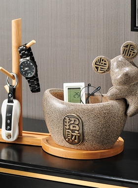 元宝福气熊陶瓷收纳装饰品摆件