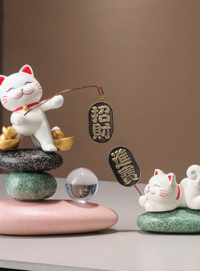 时来运转招财猫摆件玄关客厅办公室装饰品店铺前台收银台乔迁礼物