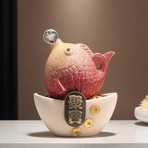 年年有余聚宝盆锦鲤鱼开业招财摆件客厅玄关酒柜装饰乔迁新居礼物 - 图0