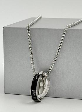 卫衣钛钢双环相扣项链男女