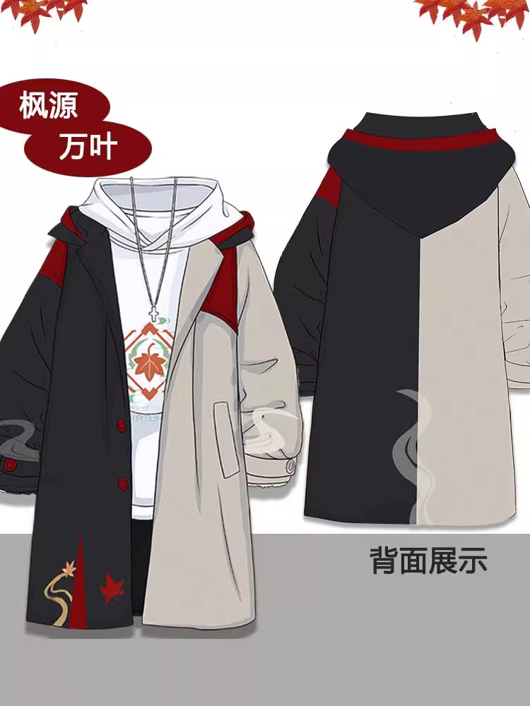 cos服枫原万叶周边cosplay风衣外套加绒中长款同人服卫衣秋冬大衣 - 图0